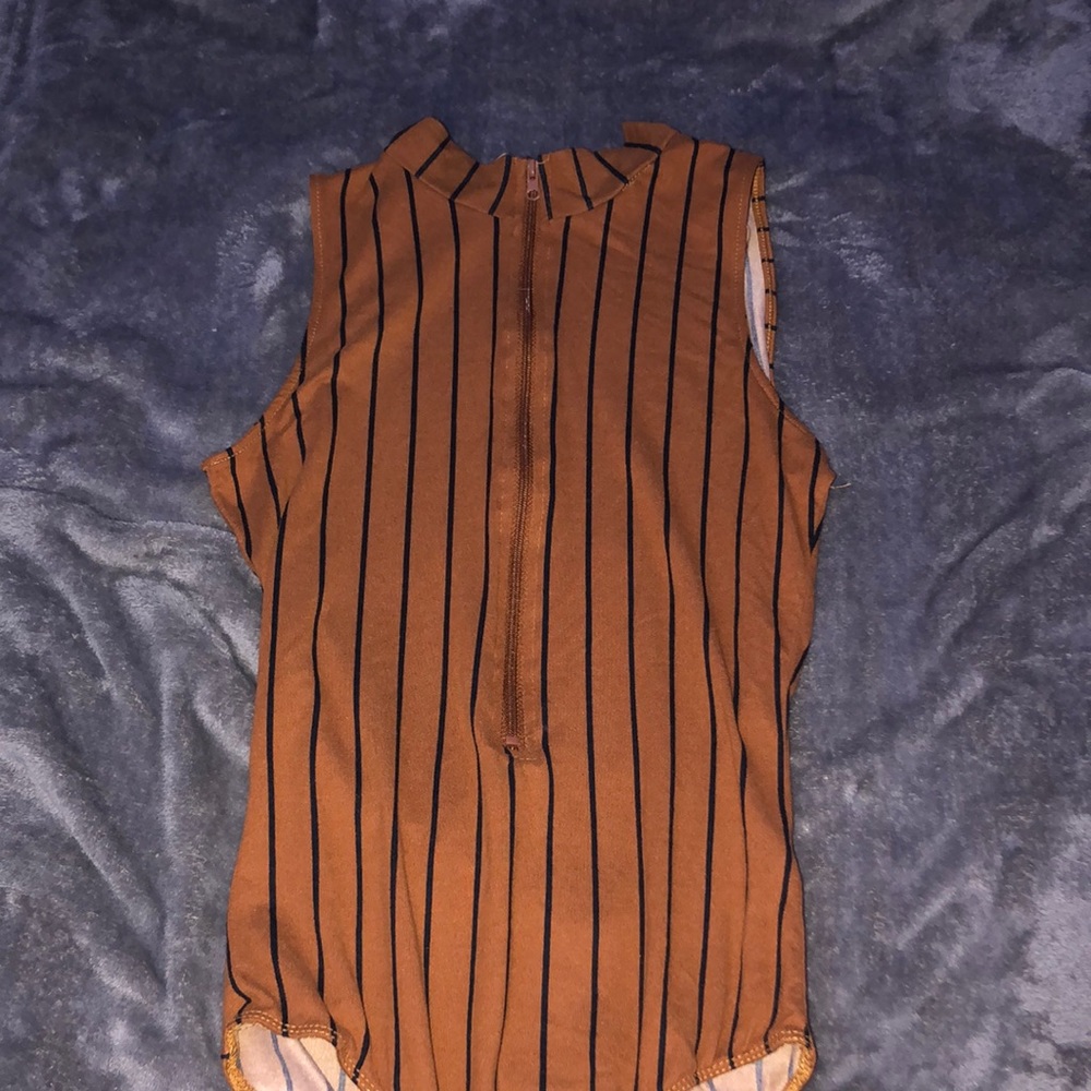 Brown Stripped Body Suit